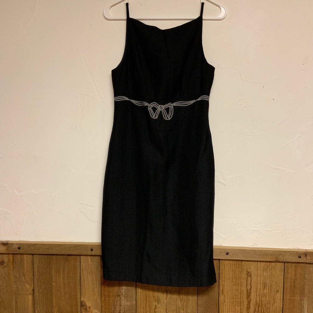 Black lined linen dress